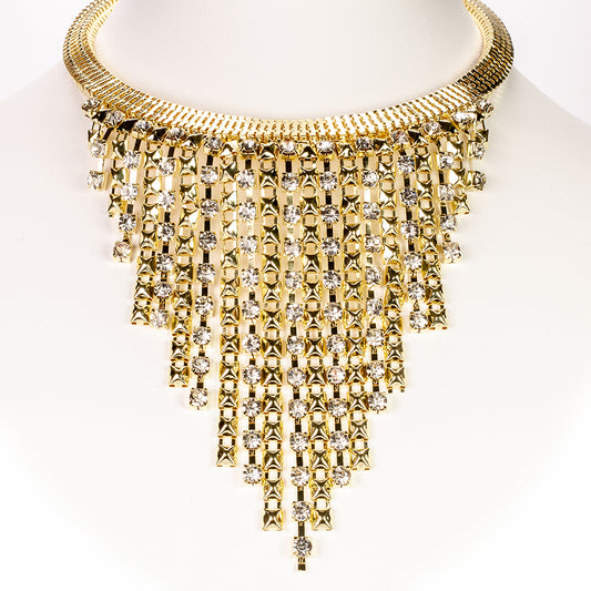 Set din Aliaj Placat cu Aur cu Cristal Alb Emporia® ( Colier+Cercei )