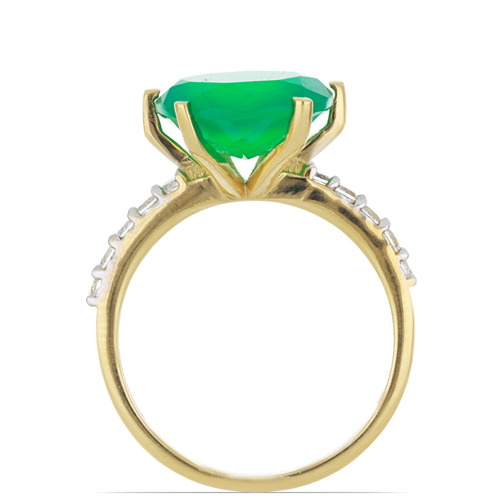 Inel din Argint 925 Placat cu Aur ( 2.6 grame ) cu Agată Verde și Topaz Alb 5.65 Carate 3 