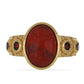Inel din Argint 925 Placat cu Aur ( 5.45 grame ) cu Coral Roșu Burete și Granat Barton 5 Carate
