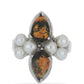 Inel din Argint 925 ( 5.79 grame ) cu Jasp ”Bumble Bee” și Perlă de Apă Dulce Albă 5.14 Carate