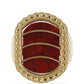 Inel din Argint 925 Placat cu Aur ( 10.13 grame ) cu Coral Roșu Burete 8 Carate