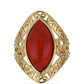 Inel din Argint 925 Placat cu Aur ( 5.92 grame ) cu Coral Roșu Burete 6.17 Carate