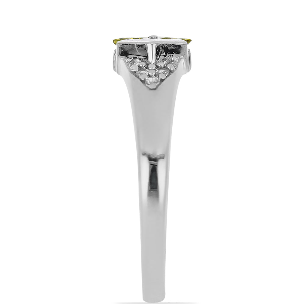 Inel din Argint 925 ( 2.34 grame ) cu Diamant Galben și Zircon Alb 0.35 Carate