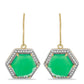 Cercei din Argint 925 Placat cu Aur ( 4.09 grame ) cu Onix Verde și Topaz Alb 11.31 Carate