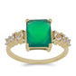 Inel din Argint 925 Placat cu Aur ( 2.26 grame ) cu Agat Verde și Topaz Alb 3.16 Carate