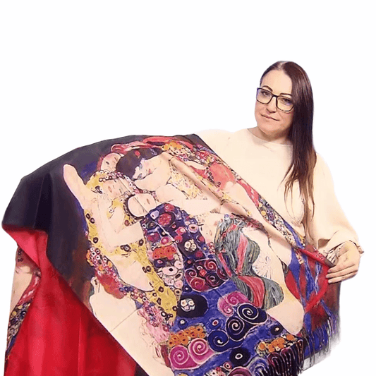 Eșarfă-Șal din Lână, 70 cm x 180 cm, Model Pictură Klimt - Three Ages Of Women - Bijuterii TV